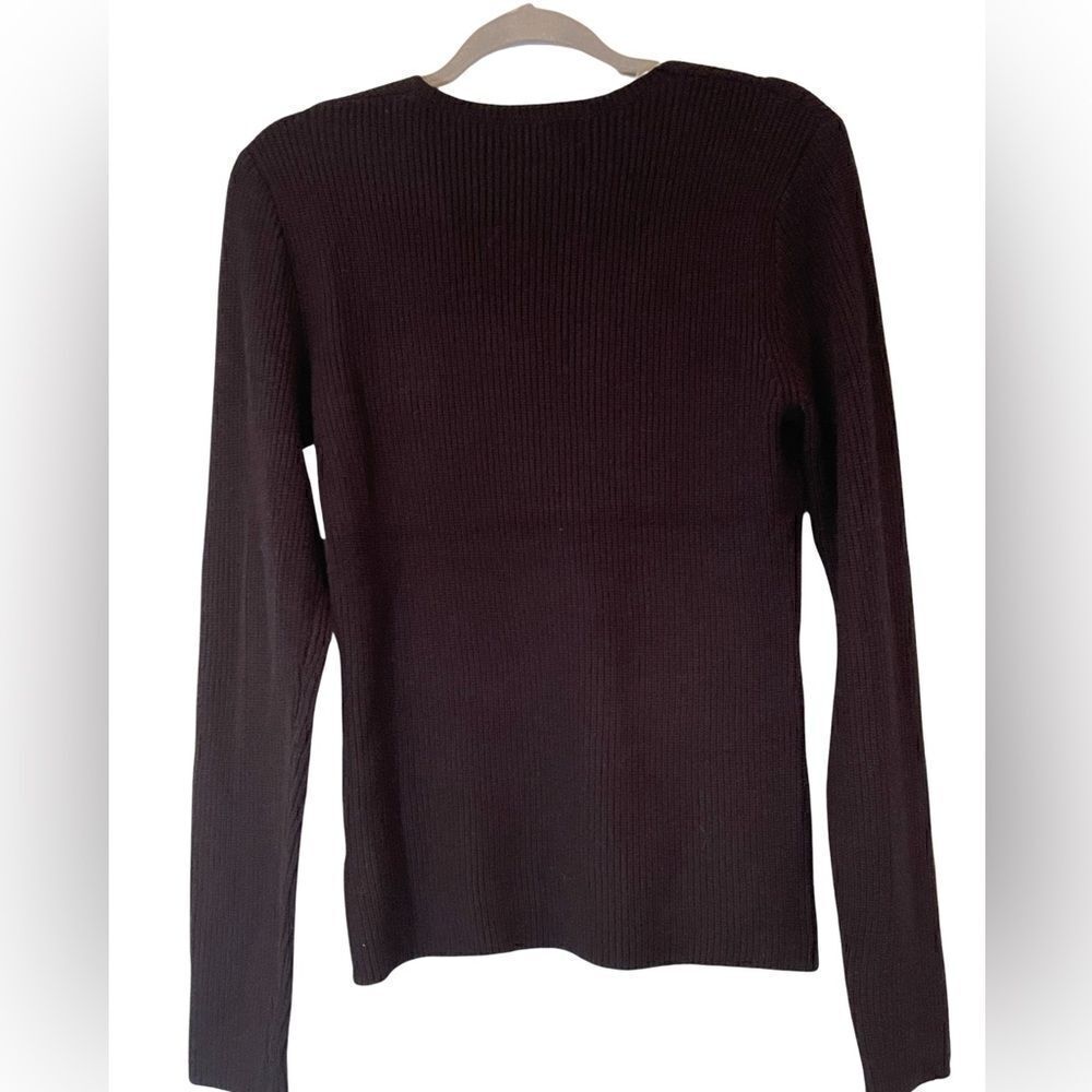 TRUTH V Neckline Rib knit sweater. Size: Large Color: Black - Picture 2 of 5